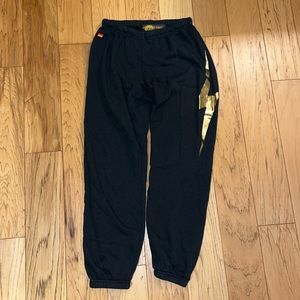 Aviator Nation Bolt Metallic Sweatpants in charcoal and gold